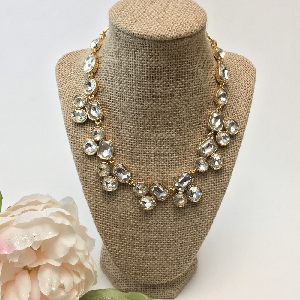 Goldtone Gemstone Crystal Statement Necklace - Picture 1 of 5